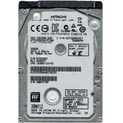 Hitachi 320GB HTS545032A7E380 540RPM 6Gb/s SATA 2.5" Laptop HDD Hard Disk Drive - Image 1 of 3