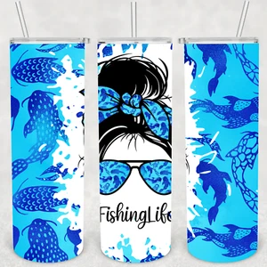 FISHING TUMBLER 3- Includes One 20oz Metal Insulated Tumbler, Lid & Straw - Picture 1 of 3
