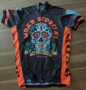 World Jersey Moab Brewery Especial Cycling Jersey Skulls & Flowers Size L-XL - Picture 1 of 12