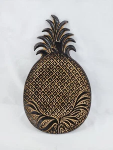 Large Pineapple Tray Dish Table Decor Metal 16.5 in x 9.5 in Tribal Textured - Picture 1 of 8
