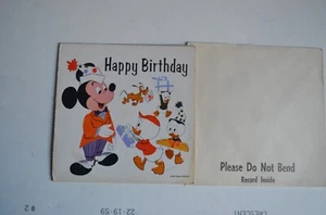 Walt Disney Productions Mickey Birthday 33RPM Record Card 1964 unused B - Picture 1 of 5
