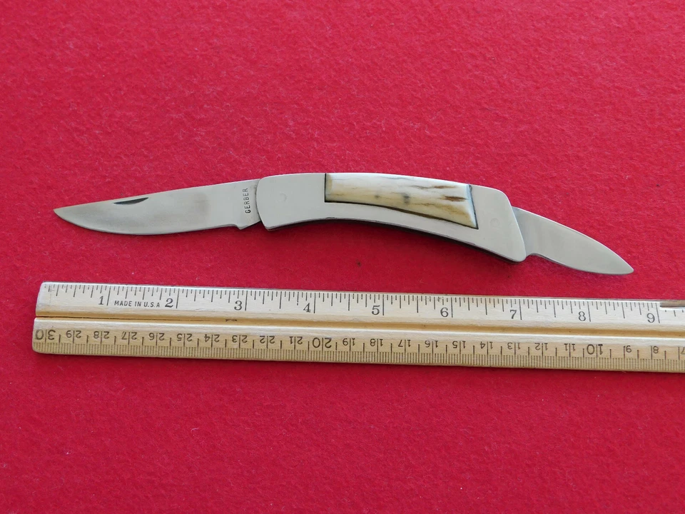 Cuchillo de dos hojas con mango de ciervo Gerber 97223 raro Foto 1 de 4