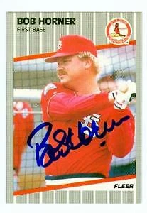 Bob Horner autographed baseball card (St. Louis Cardinals) 1989 Fleer #452 (67) - Image 1 of 1