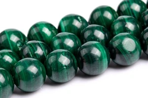 Cuentas de malaquita verde profundo naturales genuinas de 8 mm grado A+ cuentas sueltas redondas - Imagen 1 de 4