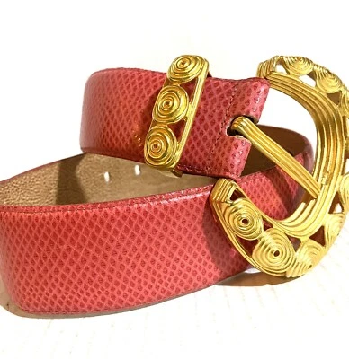 Cinturón de cuero carlisle cuero rosa/coral Foto 1 de 4