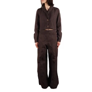 Sarah Pacini Women's Cropped Blazer Wide Leg Pants Set Metallic Brown Size 2 / M - Picture 1 of 15