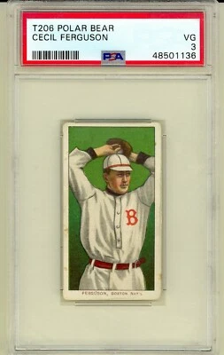 1909 T206 CECIL FERGUSON Boston Braves Doves Polar Bear PSA 3 - Image 1 of 2