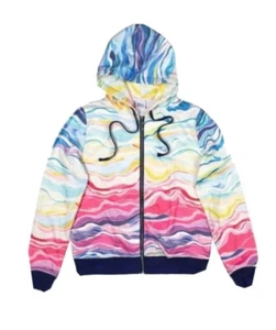 Erin Condren Layers Sweatshirt Hoodie Wavy Rainbow Outdoor Activewear XL NEW - Picture 1 of 12