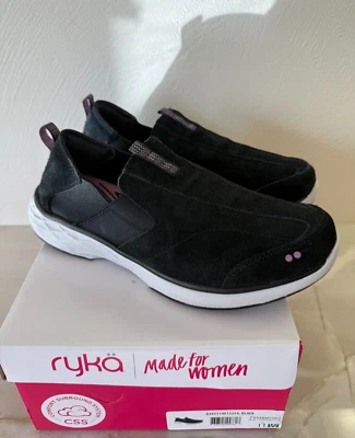 Ryka Black Leather Slip On Comfort Shoe Size 11W Comfort System Casual Everday - Image 1 of 4