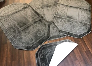 X ROMANY WASHABLES MATS 4PC SET NEW DESIGN DARK GREY NON SLIP 67CMX110CM AMAZING - Picture 1 of 5