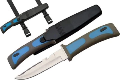 9" SCUBA Dive Master Knife & Sheath w/ Rubber Leg Straps - Diving Diver's - NEW - Image 1 of 3