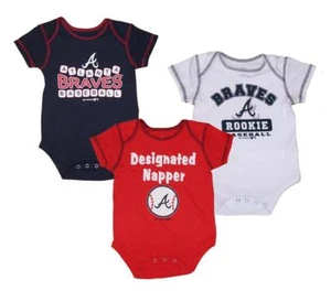 Atlanta Braves MLB Newborn/Infant 3-Pack Bodysuits Creeper Set - Picture 1 of 1