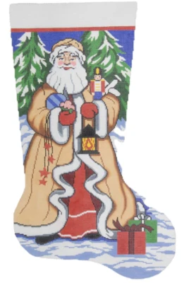 Needlepoint Handpainted Lee Christmas Stocking Remote Delivery 21" - Image 1 of 4