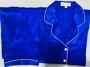SoieRose Royal Blue 100% Silk Pajama Set – Luxurious Sleepwear - SR-1090 - Picture 1 of 6