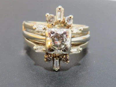 14K 2TONE ROUND DIAMOND BRIDAL SET 0.72 tcw SZ 5.75 & 6 6.24 grams (G132253-2) - Image 1 of 4