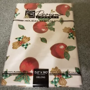 "Mantel trasero de franela de vacaciones de diseño vintage 52" X 90"" oblongo nuevo en paquete" - Imagen 1 de 1
