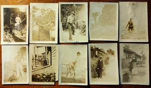 Lot of 10 C. 1920's African American Family Snapshot Home Sepia Photographs - Bild 1 von 7
