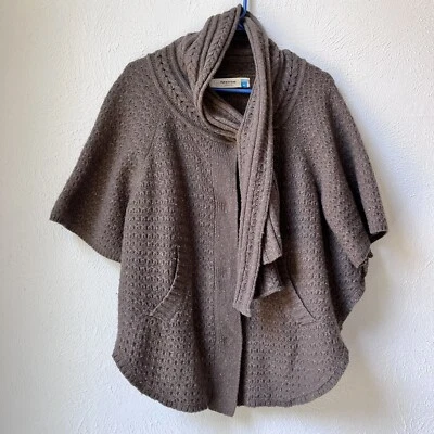Suéter Sparrow Anthropologie Capa Marrón Taupe Mezcla de Lana Dolman Manga Corta M Foto 1 de 4