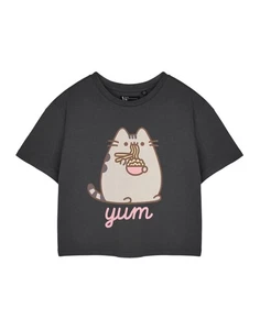 Camiseta corta de manga corta Pusheen gris Yum Noodles para mujer - Imagen 1 de 9