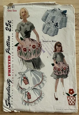 Simplicity Pattern 3741 Misses’ & Child’s Aprons w Transfer OSZ Cut Complete - Image 1 of 4