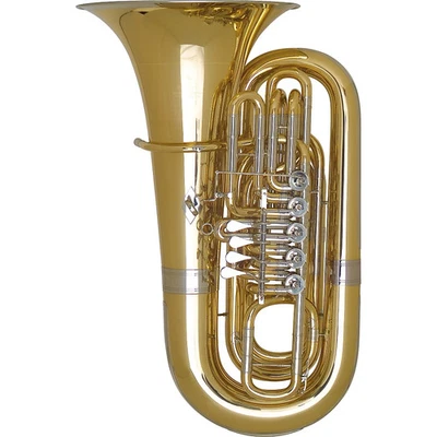 Miraphone 191 5 4 BBb Tuba 191-5V 金色黄铜 5 阀镍银幻灯片 — 第 1/4 张图片