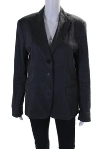 Elie Tahari Womens Three Button Pointed Lapel Blazer Jacket Gray Wool Size 14 - Picture 1 of 7