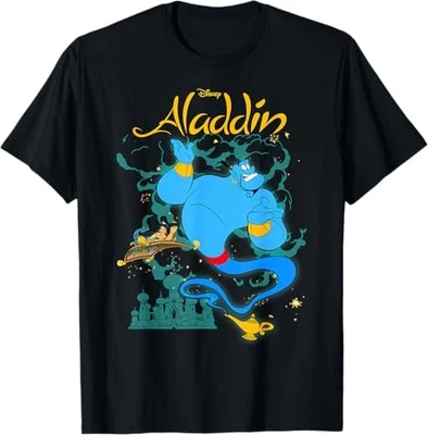 Disney Aladdin Genie's Magic Carpet Ride Black T-Shirt - Image 1 of 4