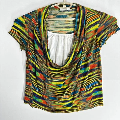 Top Tejido CATO Talla L Amarillo Verde Azul Rojo Psicodélico Preppy Y2K Años 2000 Retro Foto 1 de 4