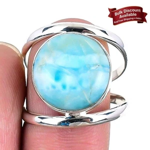 Republic Larimar Edelstein 925 Silber Statement Mutter Boho Ring Schmuck Gr. 10 - Bild 1 von 7