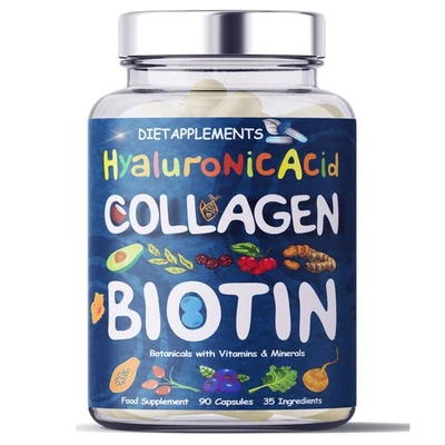 Hydrolyzed Marine Collagen Type 1&3 1800mg, Biotin10000mcg, Vitamins, Botanicals - Image 1 of 4