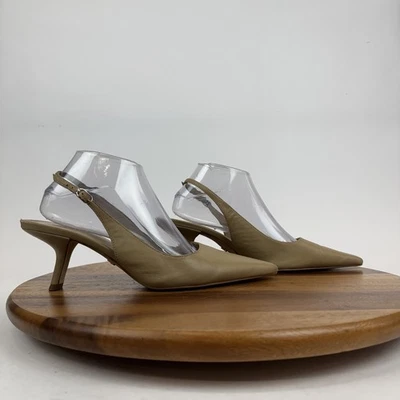 女士 Sam Edelman Bianka 米色皮革露背高跟鞋中跟鞋 9.5 M 码 — 第 1/4 张图片