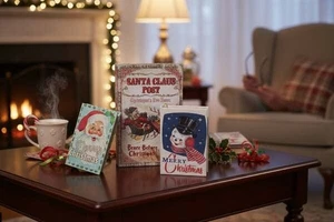 New Christmas Book Boxes Storage Gift Display Wooden Set of Three 2025 - Picture 1 of 2