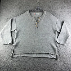 Free People Strandpullover Damen Large grau Hailee Henley Boho kastig lässig - Bild 1 von 10