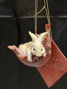 Vintage Christopher Radko Woodland Winds Bunny Drifter geschnitztes Häschenornament neu - Bild 1 von 4