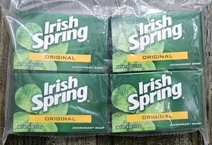 Lot of 4 Original Irish Spring Soap Bath Bars 4 Oz each Deodorant Soap Free Ship - Picture 1 of 3