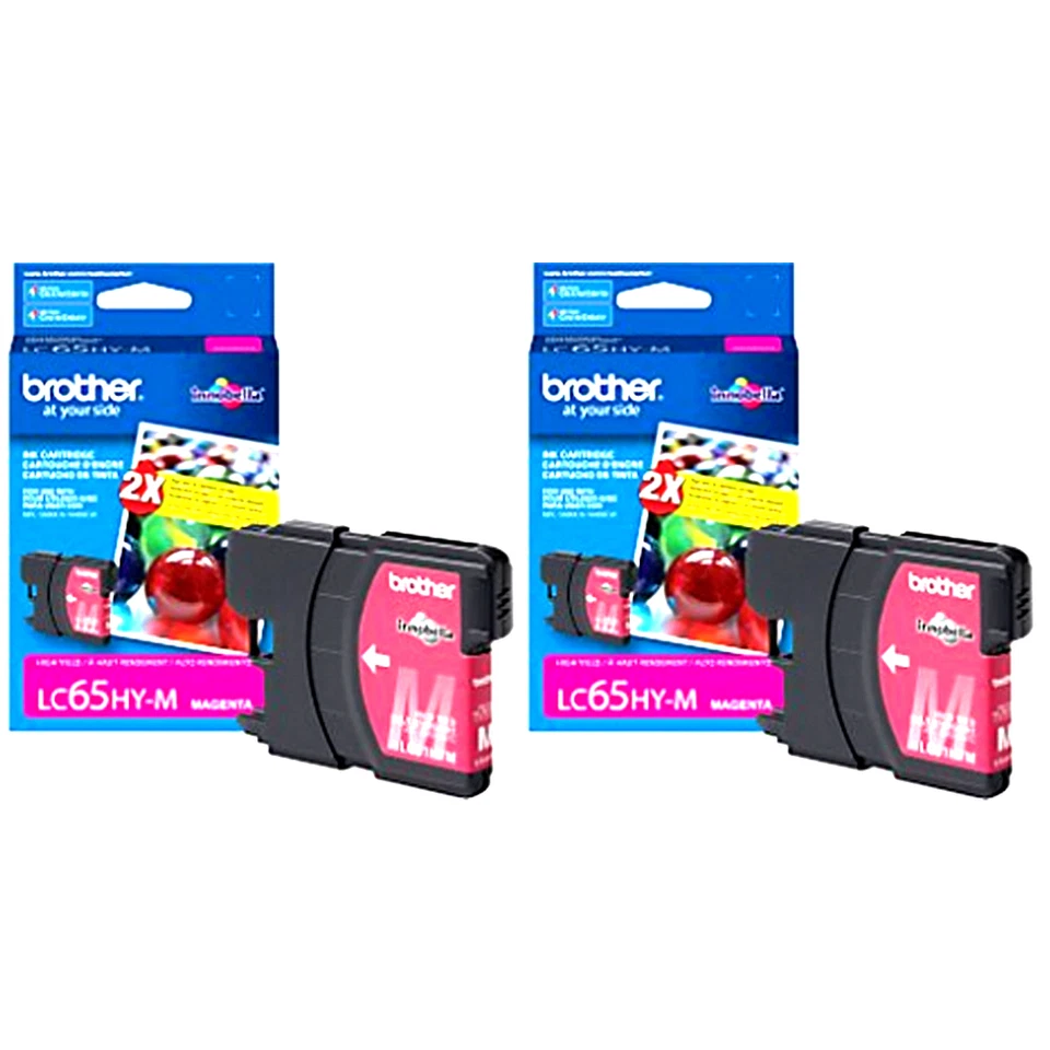 2 Pack Genuine BROTHER LC65HY- M LC65 Magenta Ink Cartridges for 5890 CN 5895 CW - Image 1 of 1