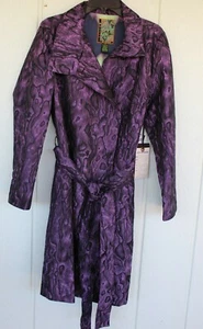 NWT 2OH THREADS 2 OLD HIPPIES Large Purple Belted Trench Coat Pockets - Picture 1 of 4