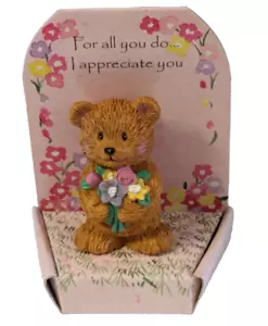 Orso Russ Berrie con boquet dipinto a mano ti apprezzo con scatola - Foto 1 di 6