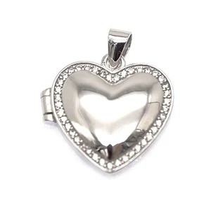 925 Sterling Silver Heart Locket Pendant That Hold Pictures Customize Photo - Picture 1 of 4