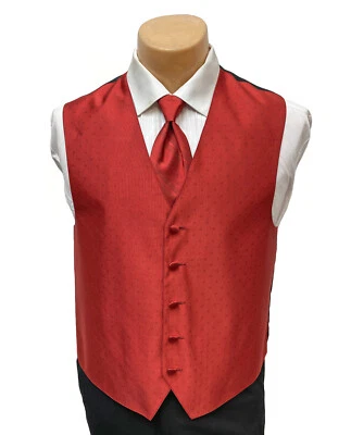 Men's Ralph Lauren Red Tuxedo Vest & Long Tie Adjustable Fullback 2XL - Image 1 of 4