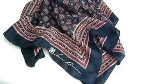 Ann Klein 100 % Seide Schal 25" x 26" schwarz/rot/creme gerollter Saum mit Etikett - Bild 1 von 7