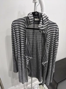 Cárdigan Suéter Promesa Gris Negro Rayas Talla L - Imagen 1 de 8