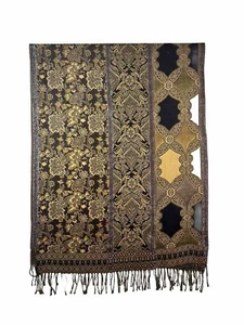 Schal Jacquard Schal braun Paisley Blumen Pashmina Acryl Tuch Halstuch Stola - Bild 1 von 5