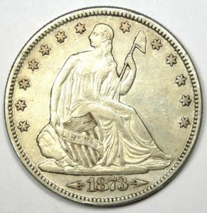 1873 Arrows Seated Liberty Half Dollar 50C Coin - Choice XF / AU Details - Picture 1 of 3
