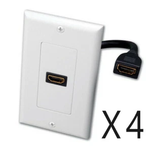 4er-Pack - 1-Port HDMI Zopf Wand Abdeckplatte Abdeckung Steckdose 4K ARC HDR weiß - Bild 1 von 2