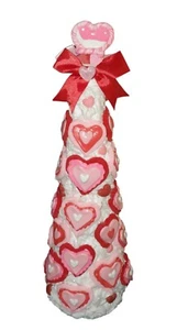 Handmade Clay Shabby White Red Pink Hearts Valentines Day 17" Tree Decor - Picture 1 of 4