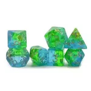 Smaragdtiefen Würfel grün blau gold Folie D&D Dungeons Drachen DnD RPG polyedrisch - Bild 1 von 3