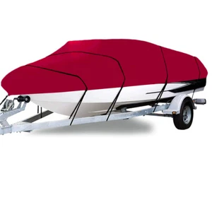 210D 420x270cm 22FT Red Heavy Duty Boat Cover For Fish Ski Bass V-Hull Runabouts - Picture 1 of 8