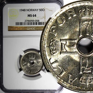 Norway Haakon VII 1948 50 Ore NGC MS64 KM# 386 (058) - Picture 1 of 4
