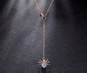 Crystal Spider necklace rose gold Halloween birthday christmas gothic choker 349 - Picture 1 of 5